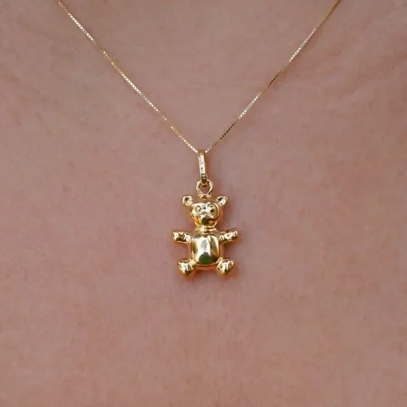 14K Solid Gold Bear Pendant 1.5g - Picture 4 of 4